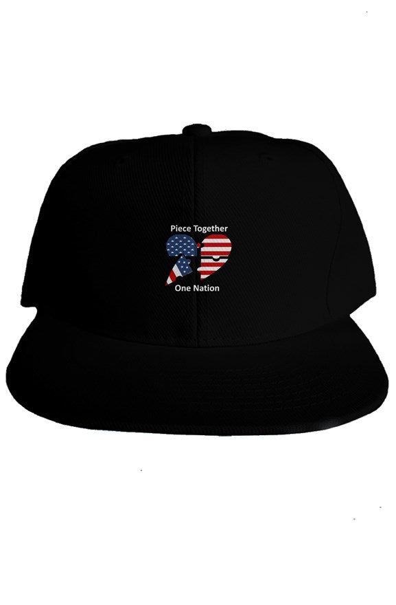 Classic Snapback Cap - Piece Together One Nation Embroidery - Puzzlicious.com