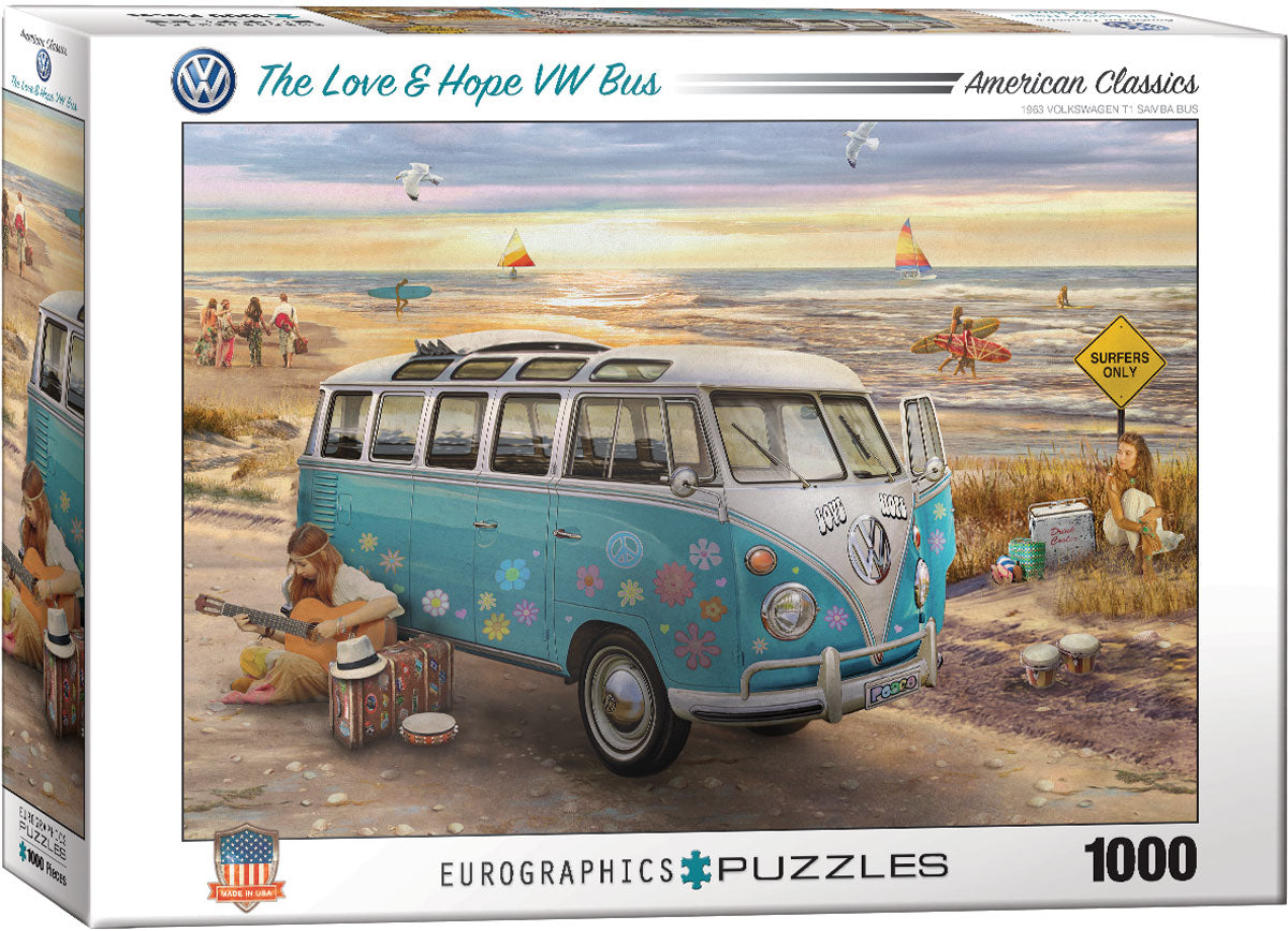 The Love &amp; Hope VW Bus 1000 Piece Puzzle - Quick Ship - Puzzlicious.com