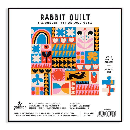 Lisa Congdon Rabbit Quilt 144 Piece Wood Puzzle - Quick Ship