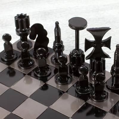 Unique Recycled Auto Part Chess Set, &quot;Recycling Challenge&quot; - Quick Ship - Puzzlicious.com