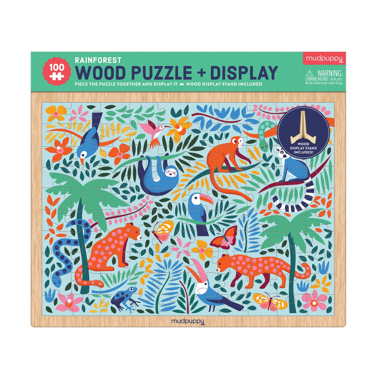 Rainforest 100 Piece Wood Puzzle with Display