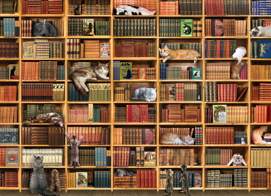 The Cat Library 1000 Piece Puzzle - Quick Ship - Puzzlicious.com