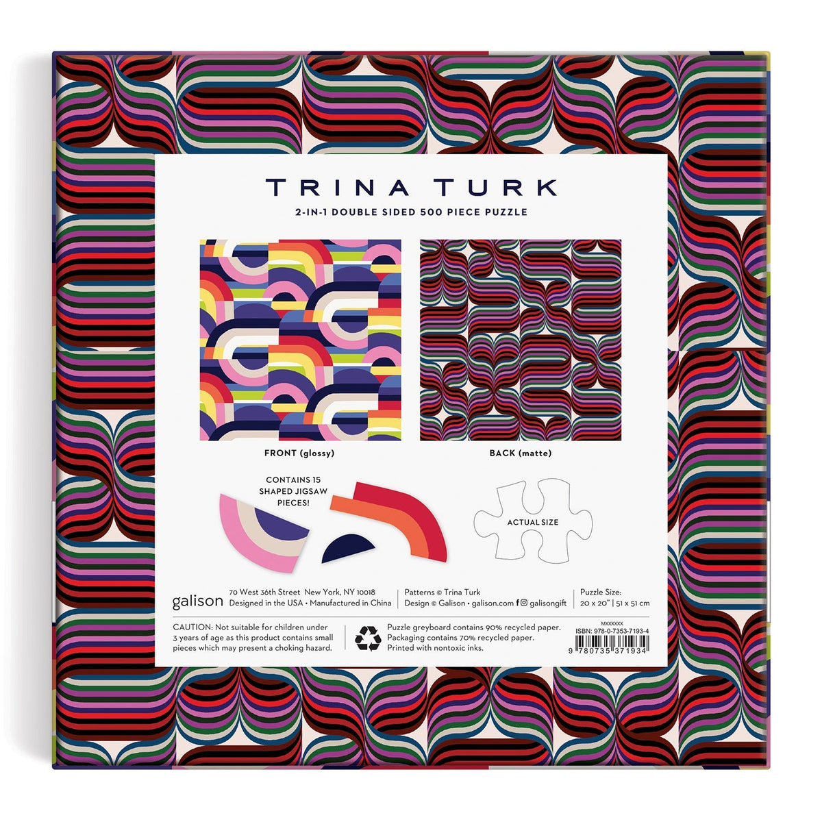Trina Turk 500 Piece Double Sided Puzzle with Shaped Pieces
