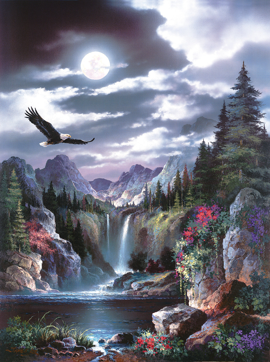 Moonlit Eagle 1000 Piece Puzzle - Quick Ship - Puzzlicious.com