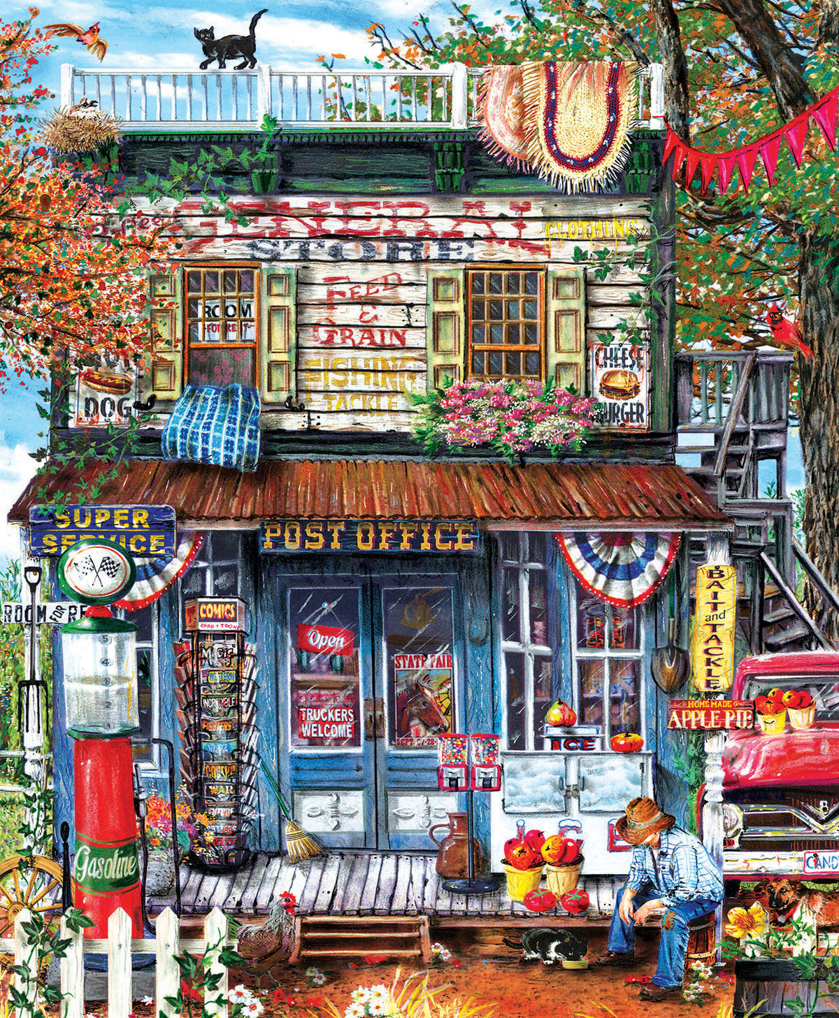 Hanging Out at the General Store 1000 Piece Puzzle - Quick Ship - Puzzlicious.com