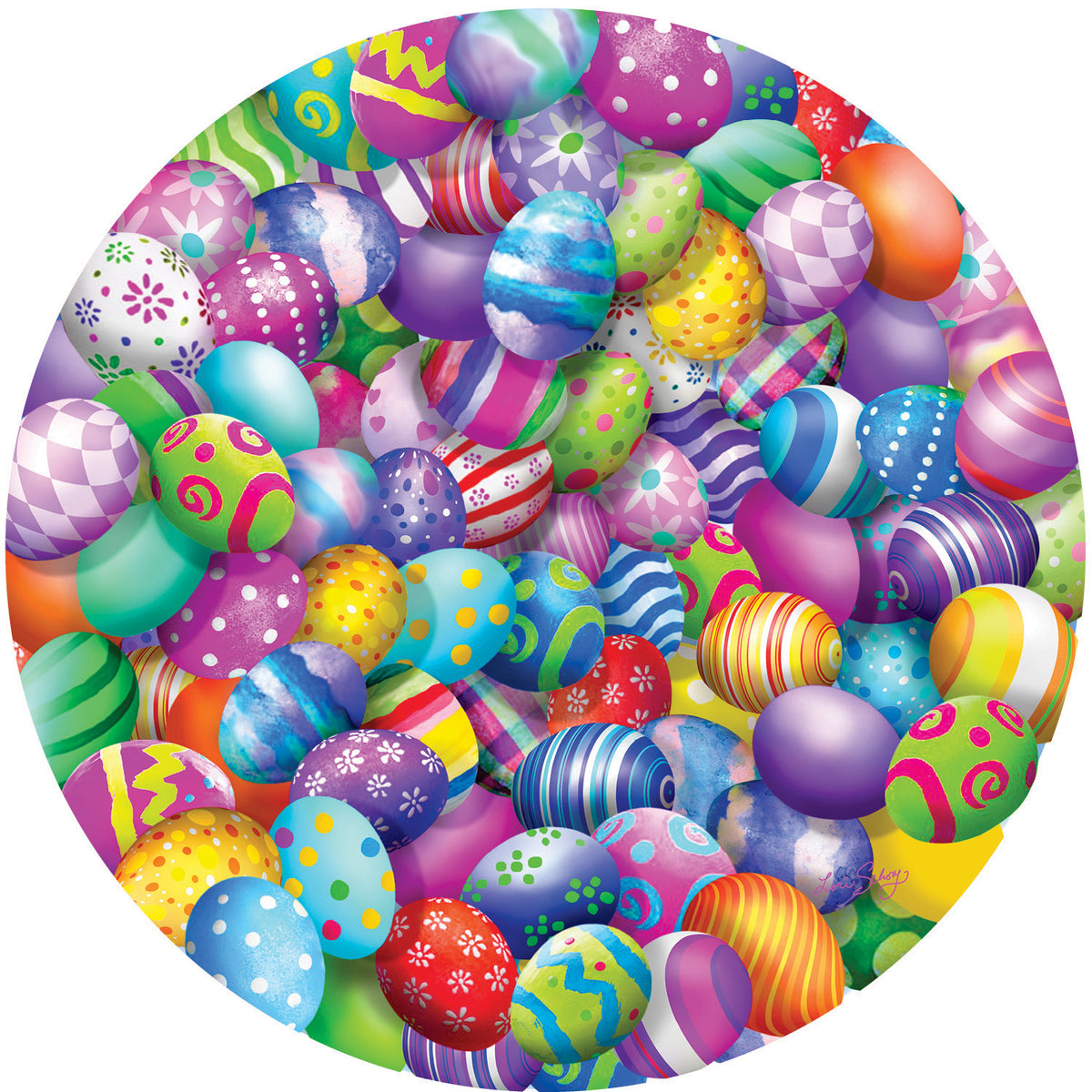Easter Eggs 500 Piece Round Puzzle - Quick Ship - Puzzlicious.com