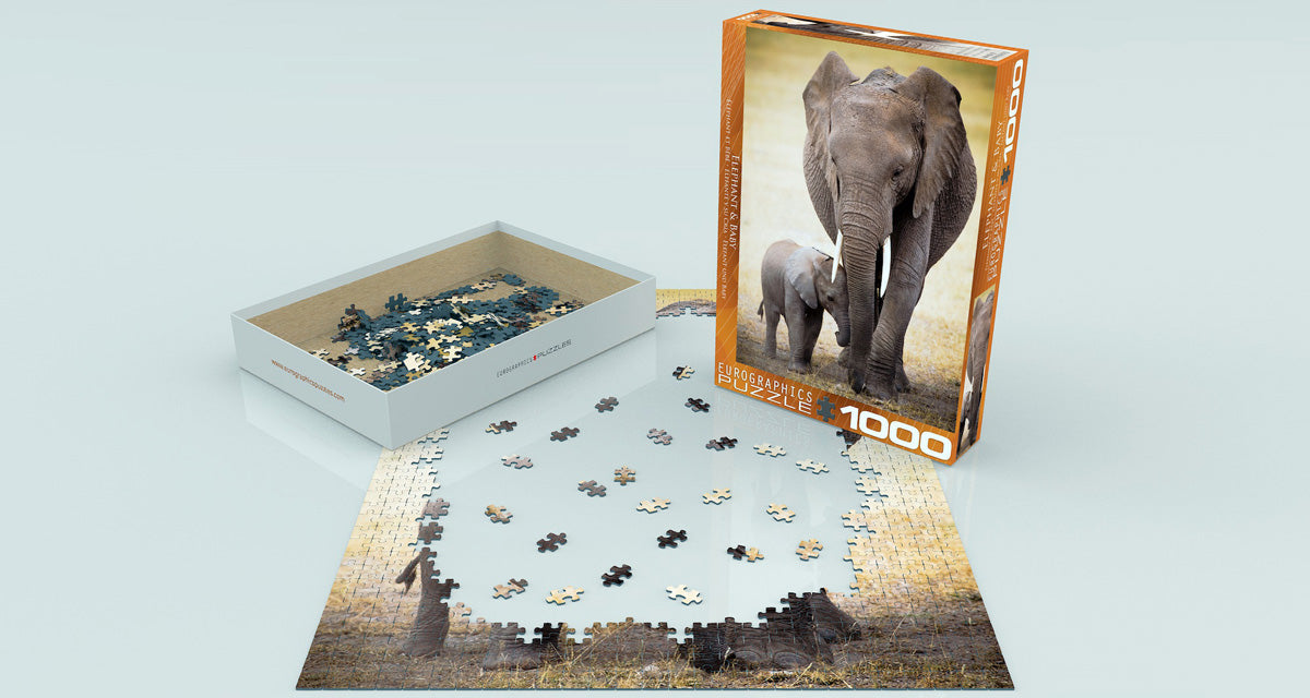 Elephant & Baby 1000 Piece Puzzle - Quick Ship - Puzzlicious.com