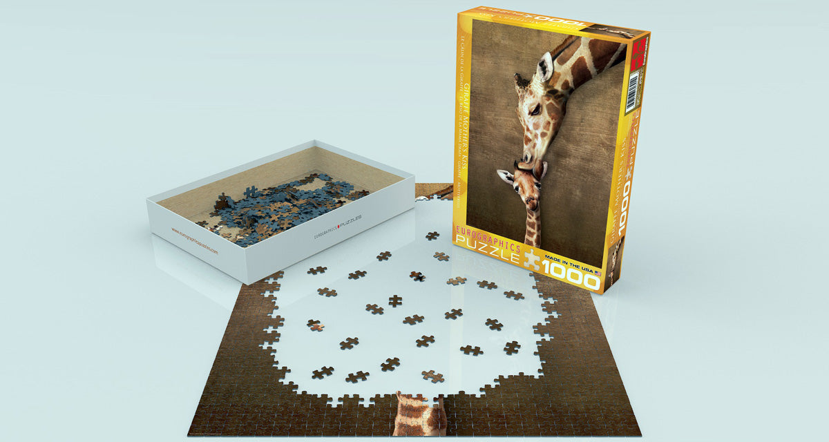 Giraffe &amp; Baby 1000 Piece Puzzle - Quick Ship - Puzzlicious.com