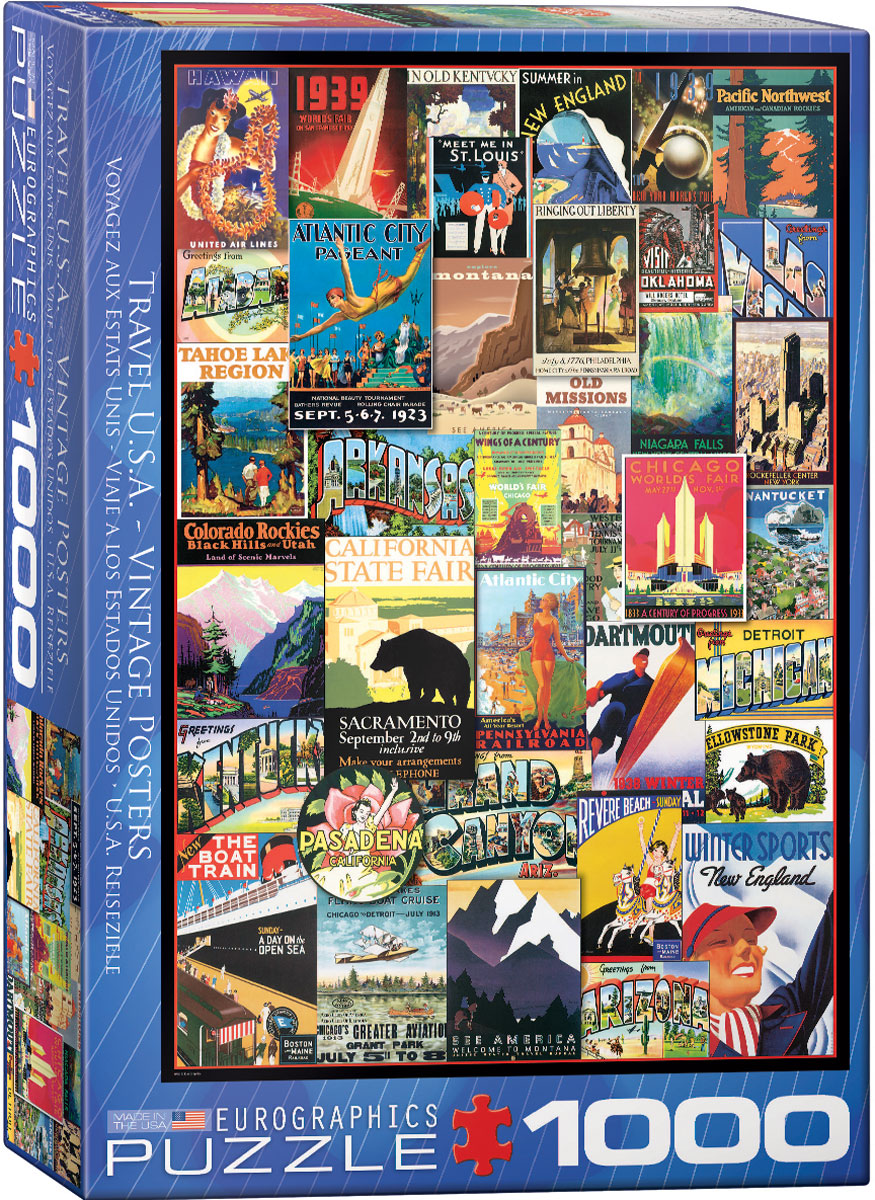 Travel USA Vintage Posters 1000 Piece Puzzle - Quick Ship - Puzzlicious.com