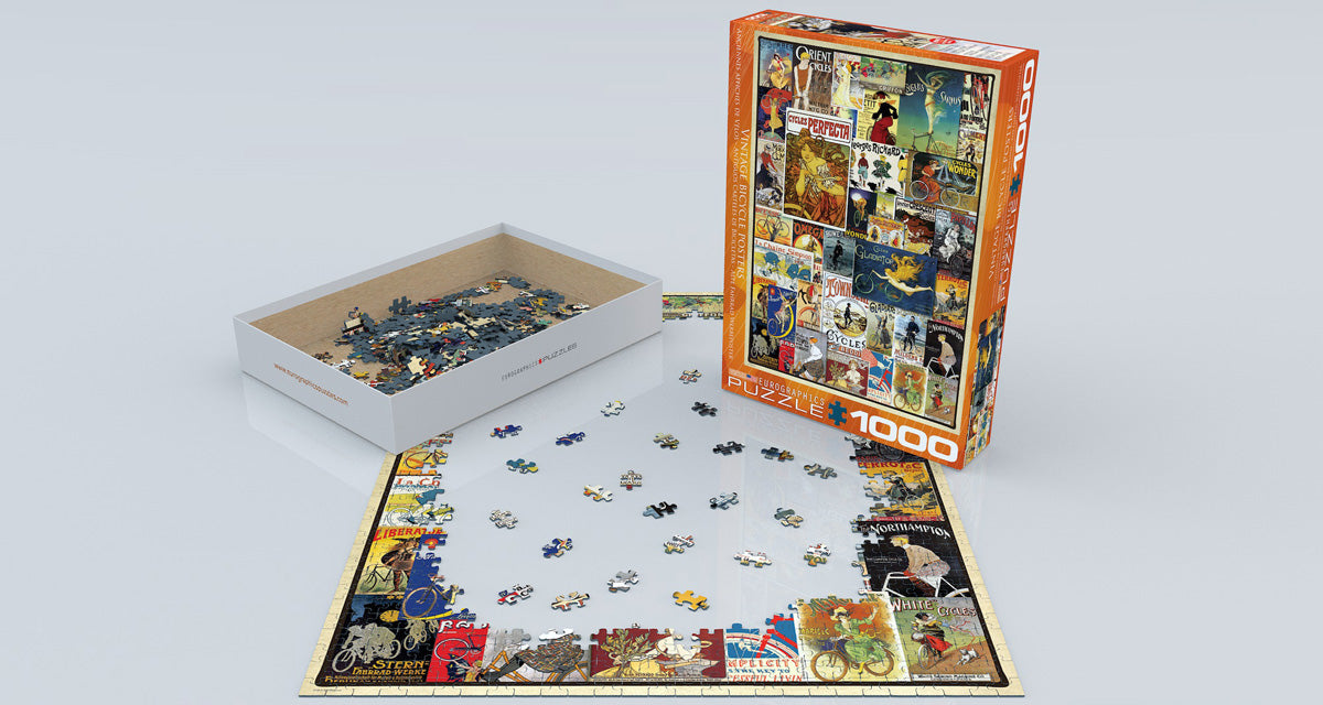 Vintage Bicycle Posters 1000 Piece Puzzle - Quick Ship - Puzzlicious.com