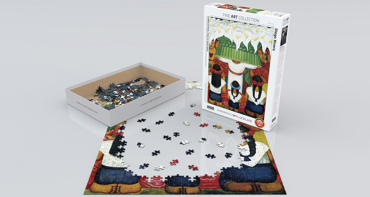 Diego Rivera's Flower Festival Feast of Saint Anita 1000 Piece Puzzle - Quick Ship - Puzzlicious.com
