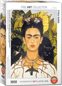 Frida Kahlo Self-Portrait with Thorn Necklace and Hummingbird 1000 Piece Puzzle - Quick Ship - Puzzlicious.com