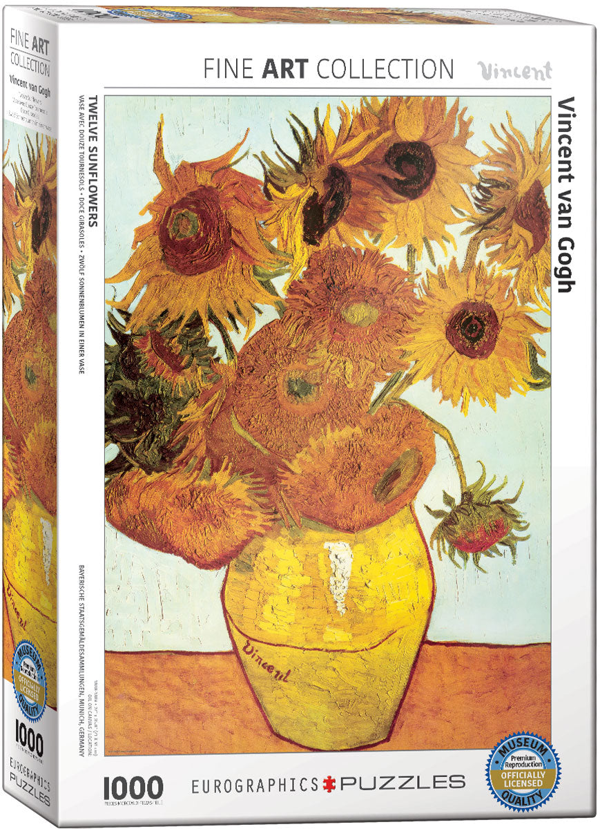 Van Gogh&#39;s Twelve Sunflowers 1000 Piece Puzzle - Quick Ship - Puzzlicious.com