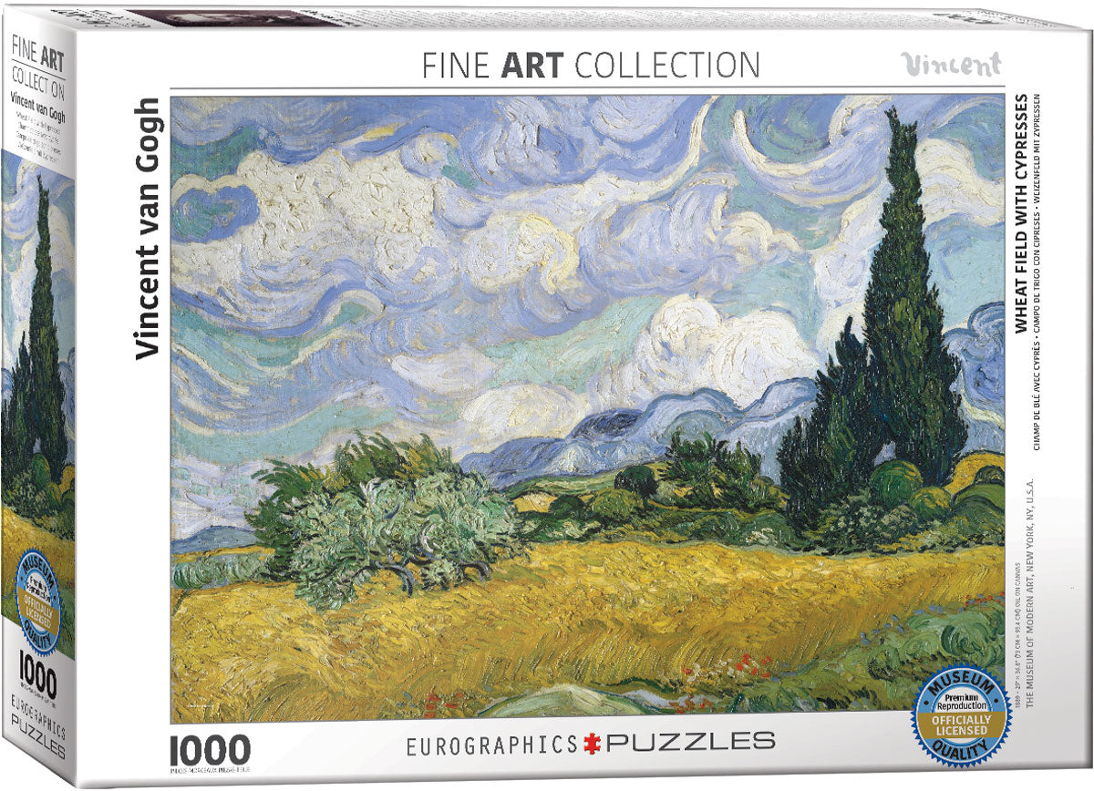 Van Gogh&#39;s Wheat Field with Cypresses 1000 Piece Puzzle - Quick Ship - Puzzlicious.com