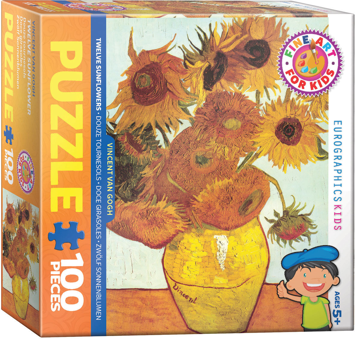Van Gogh&#39;s Twelve Sunflowers 100 Piece Puzzle - Quick Ship - Puzzlicious.com