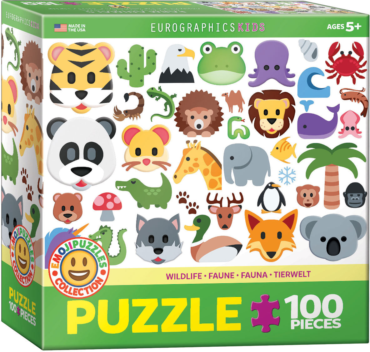 Emojipuzzle Wild Animals 100 Piece Puzzle - Quick Ship - Puzzlicious.com