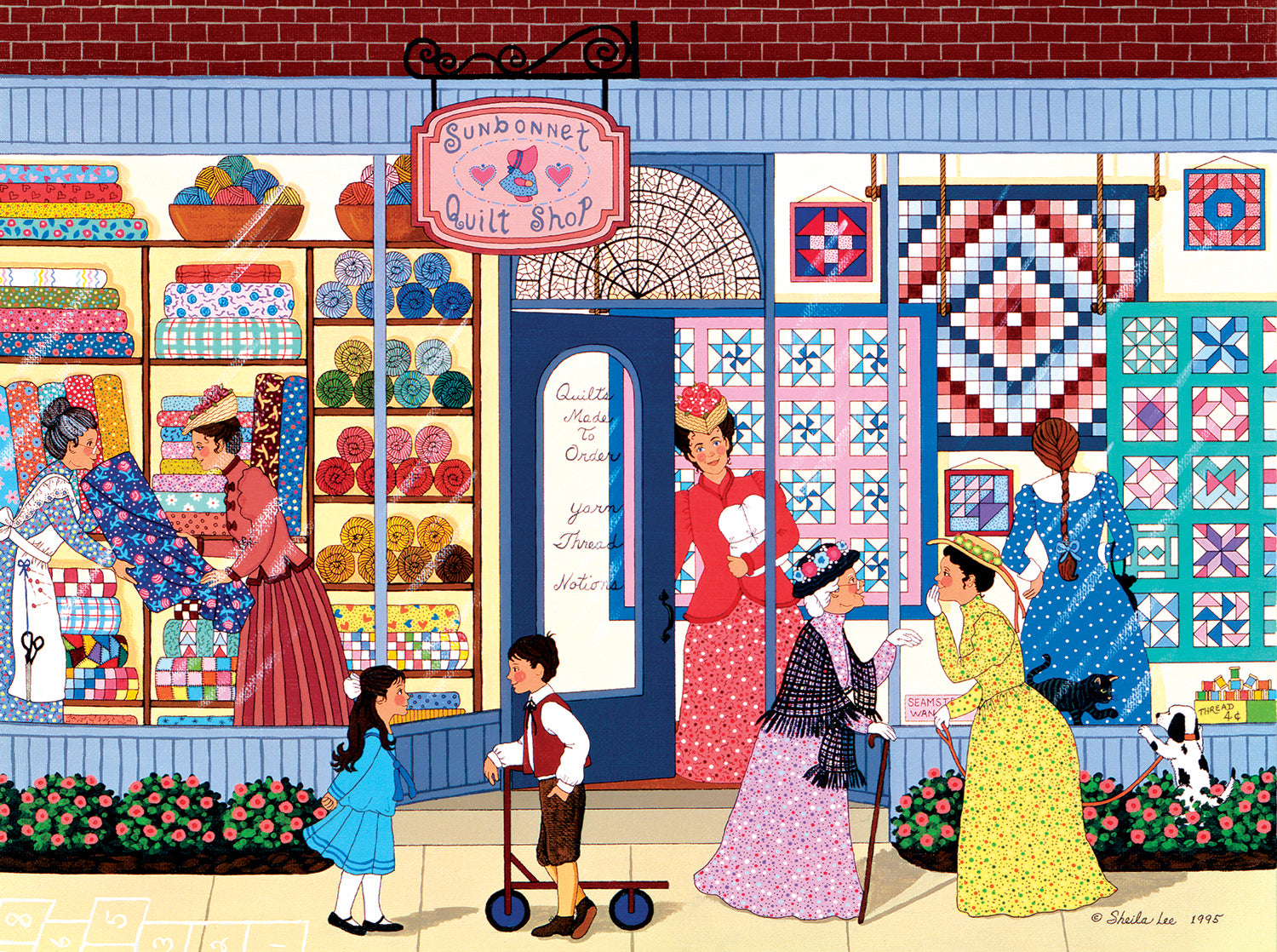 Sunbonnet Quilt Shop 1000 Piece Puzzle - Puzzlicious.com