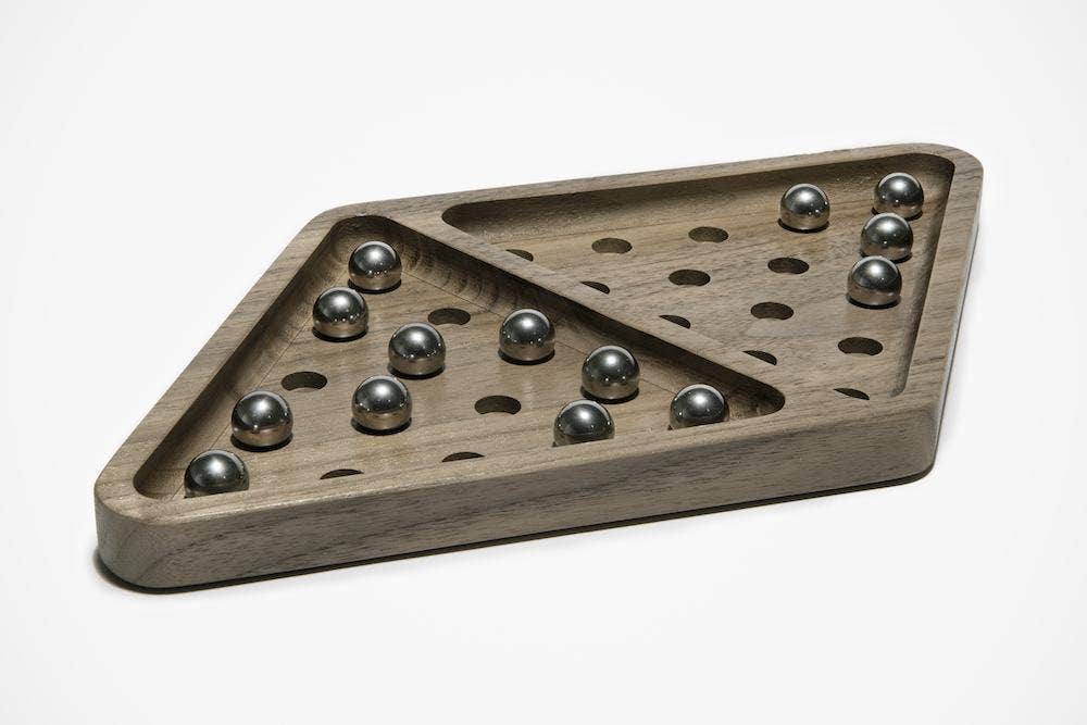 Solid Walnut Tri-Q Solitaire Board Game - Quick Ship - Puzzlicious.com