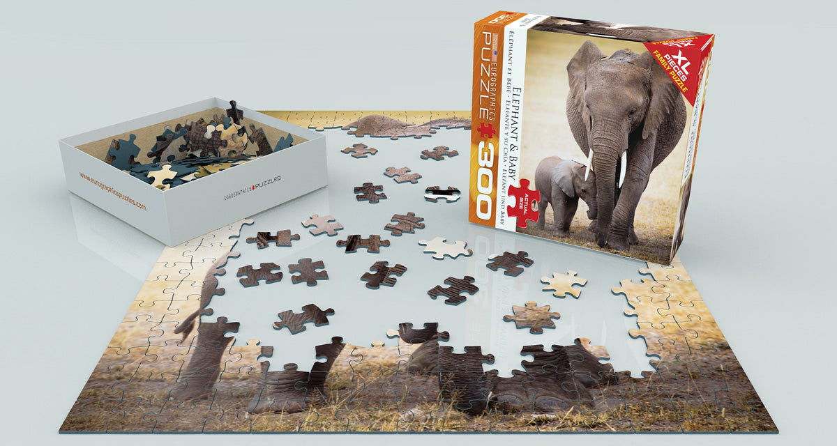 Elephant & Baby 300 Piece Puzzle - Quick Ship - Puzzlicious.com