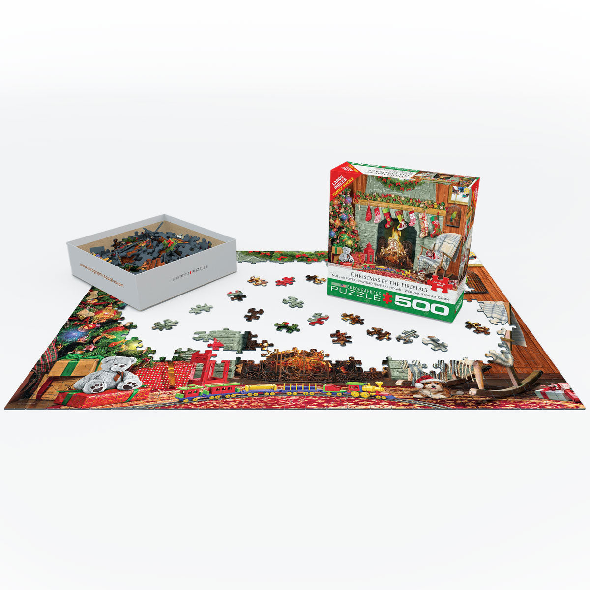 Christmas by the Fireplace 500 Piece Puzzle - Quick Ship - Puzzlicious.com