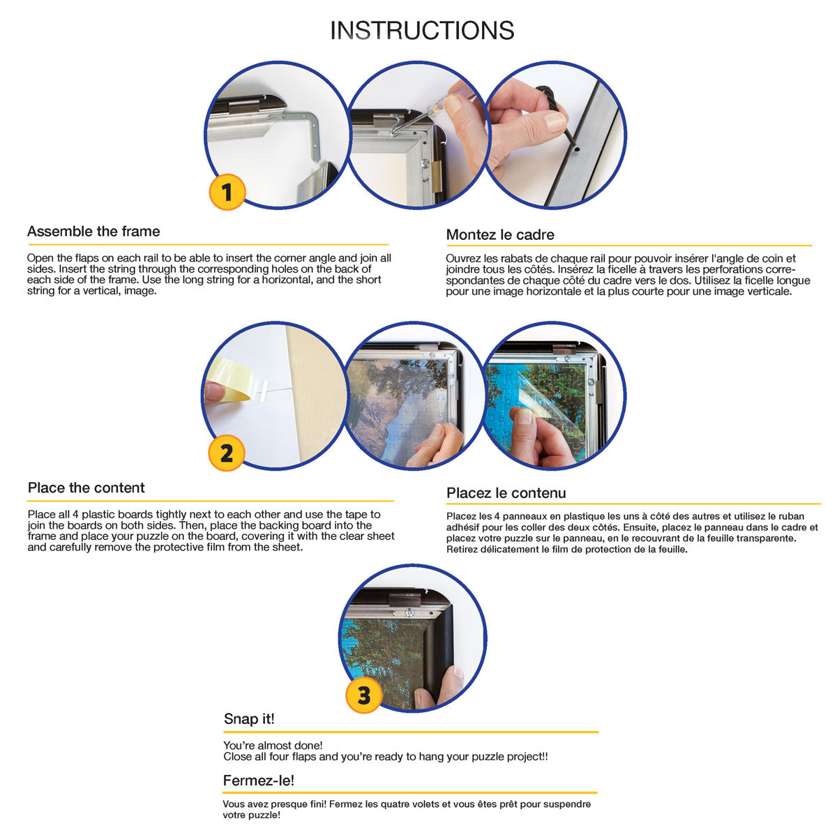 Smart Puzzle Snap Frame Easy Front-Loading Aluminum Frame Kit - Quick Ship - Puzzlicious.com