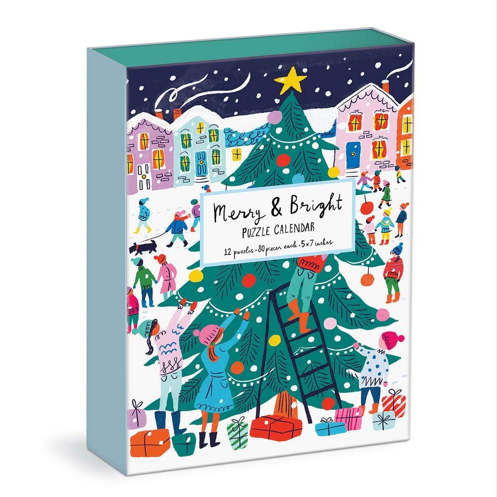 Louise Cunningham Merry and Bright 12 Days of Christmas Advent Puzzle Calendar - Quick Ship