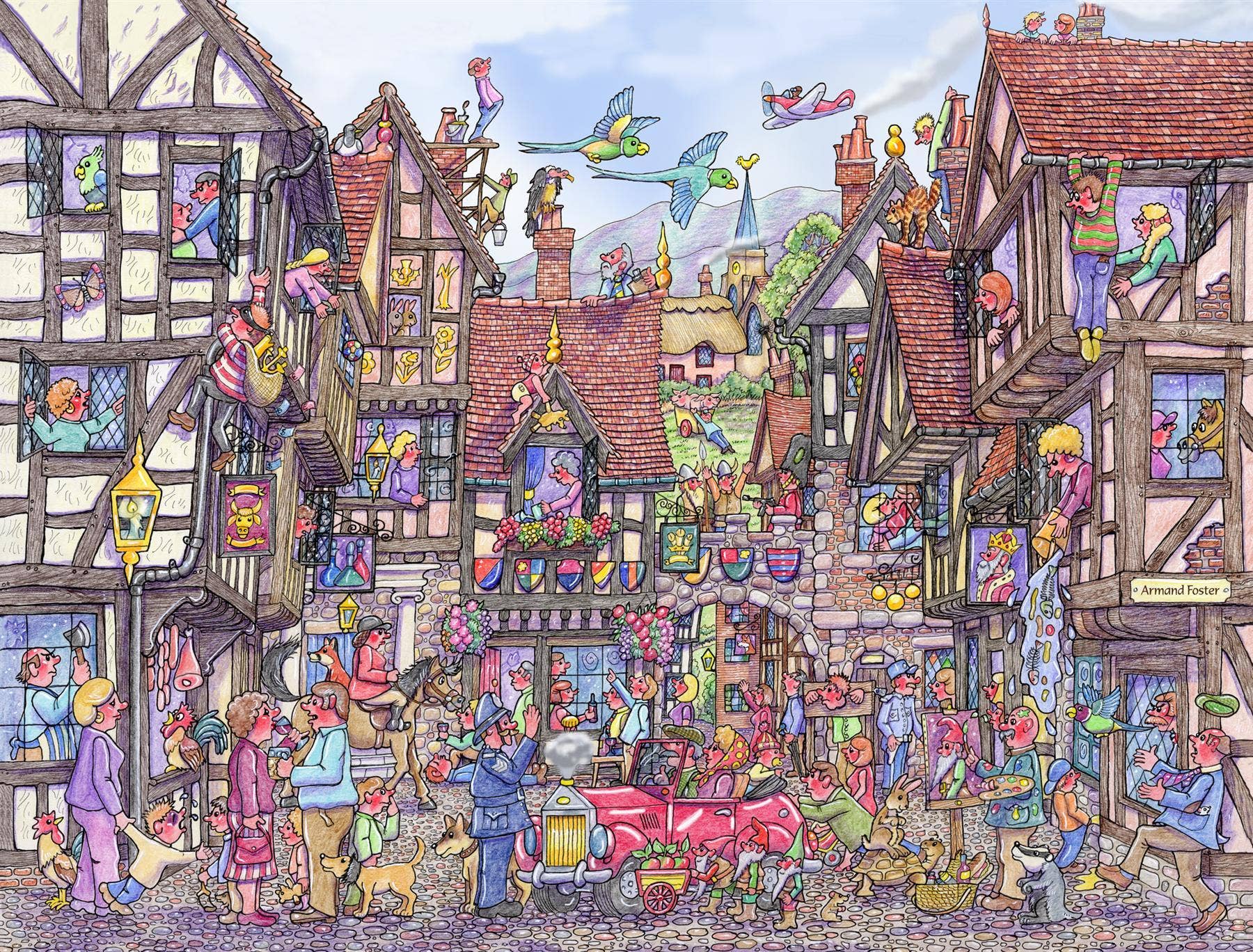 Hectic Hamlet 1000 Piece Jigsaw Puzzle - Quick Ship