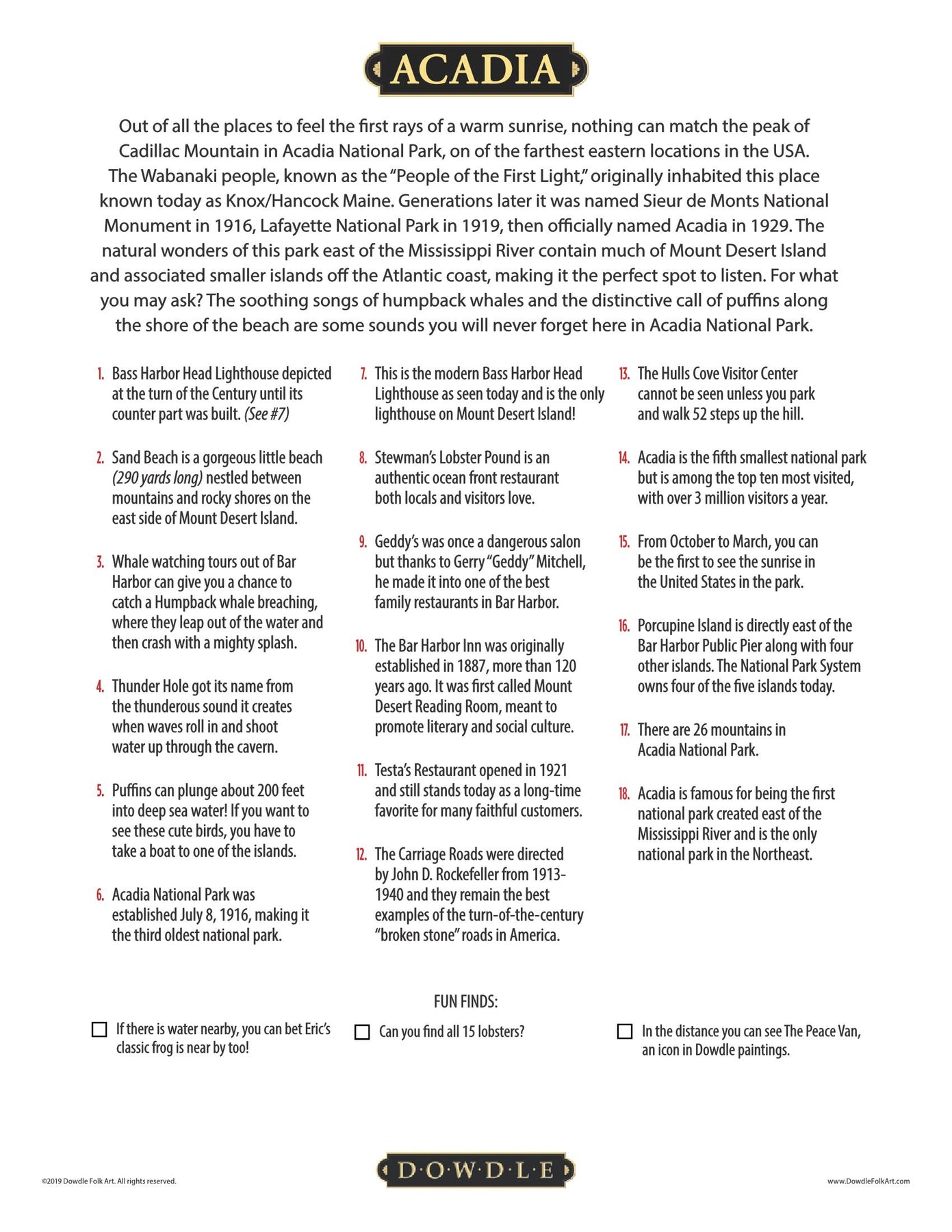 Acadia National Park 500 Piece Puzzle - Quick Shipp