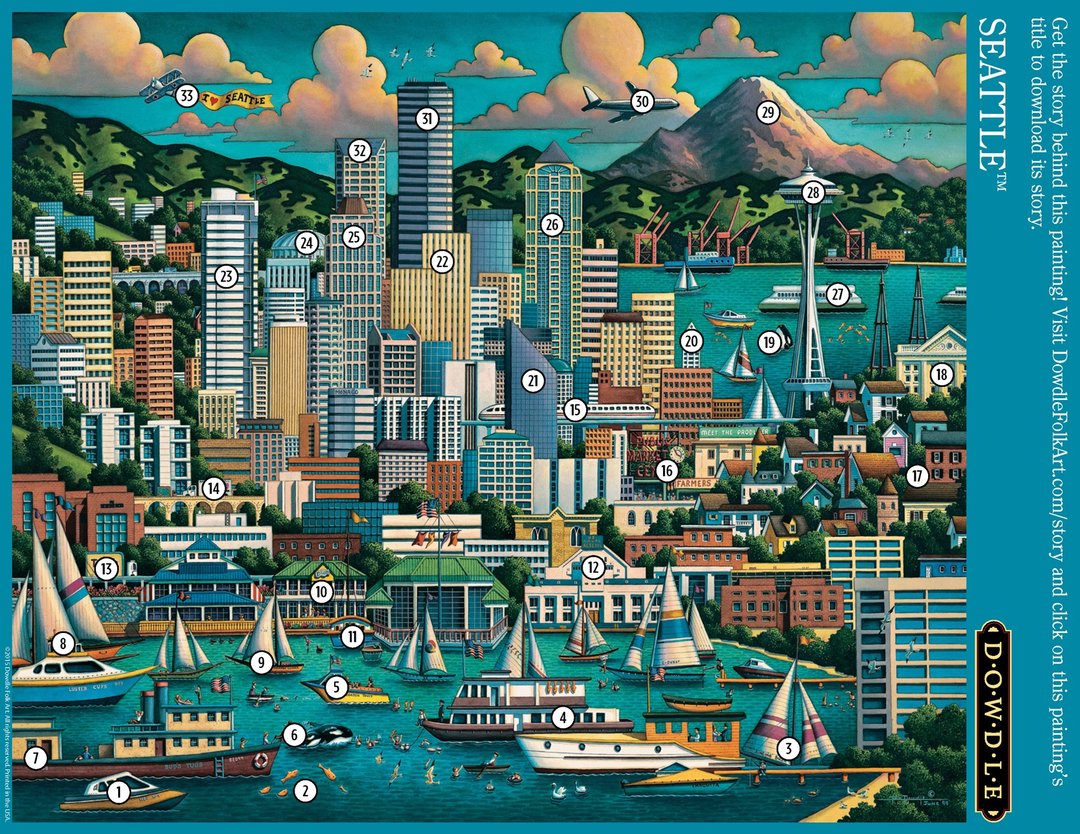 I Love Seattle 1000 Piece Puzzle - Puzzlicious.com