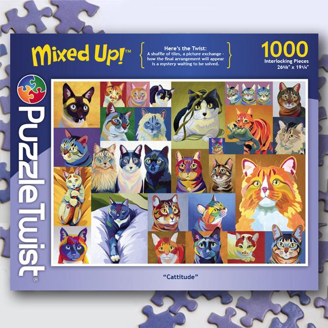 Cattitude 1000 Piece Puzzle Twist Jigsaw Puzzle - Quick Ship