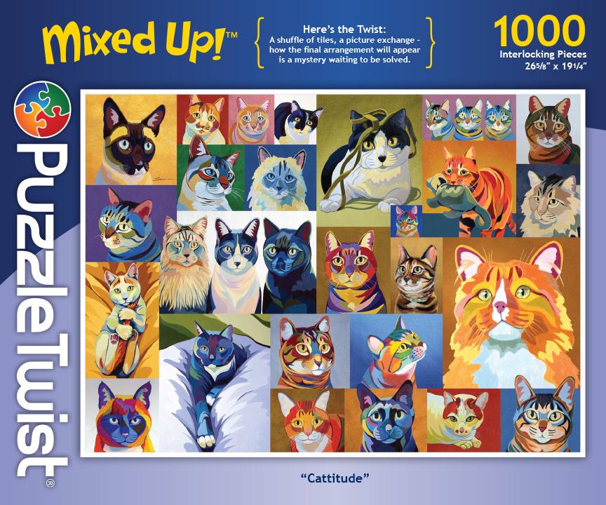 Cattitude 1000 Piece Puzzle Twist Jigsaw Puzzle - Quick Ship