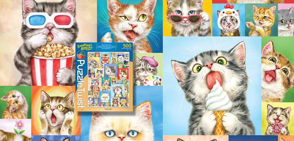 Cool Cats 500 Piece Puzzle Twist Jigsaw Puzzle - Quick Ship - Puzzlicious.com