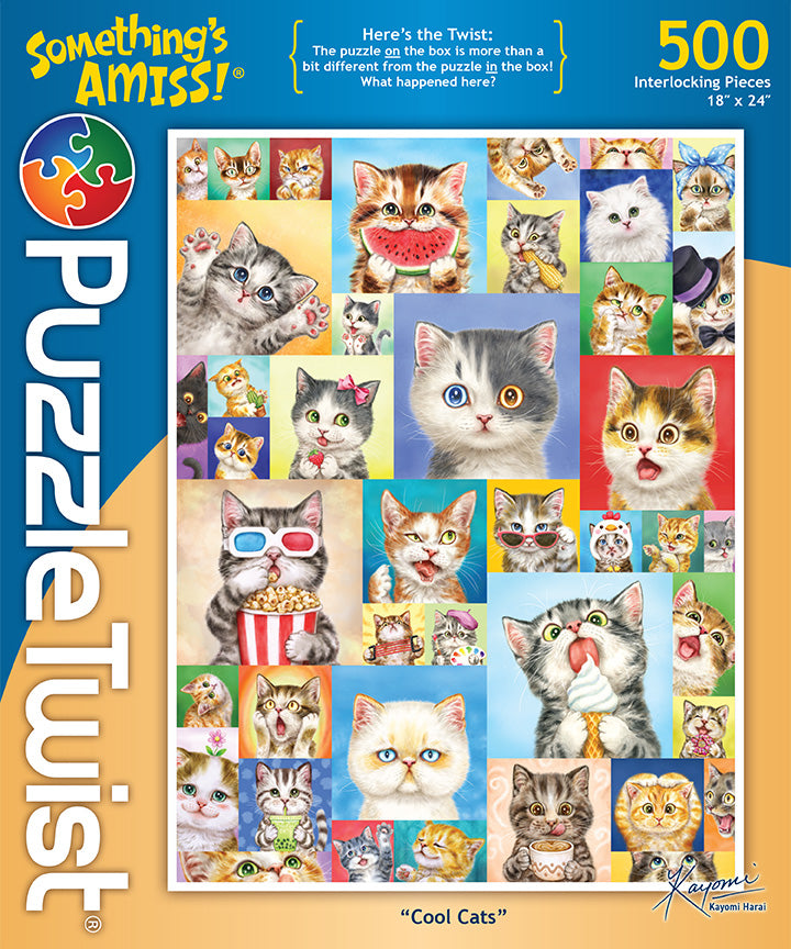 Cool Cats 500 Piece Puzzle Twist Jigsaw Puzzle - Quick Ship - Puzzlicious.com