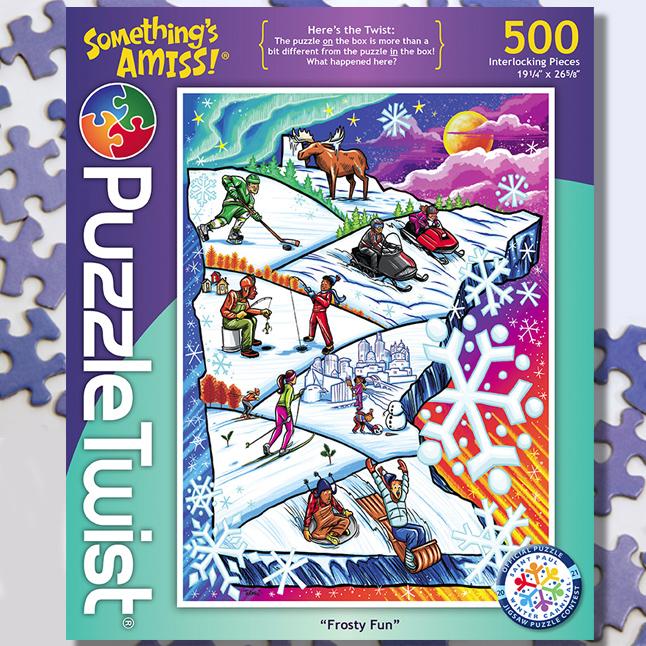 Frosty Fun 500 Piece Puzzle Twist Jigsaw Puzzle - Quick Ship - Puzzlicious.com