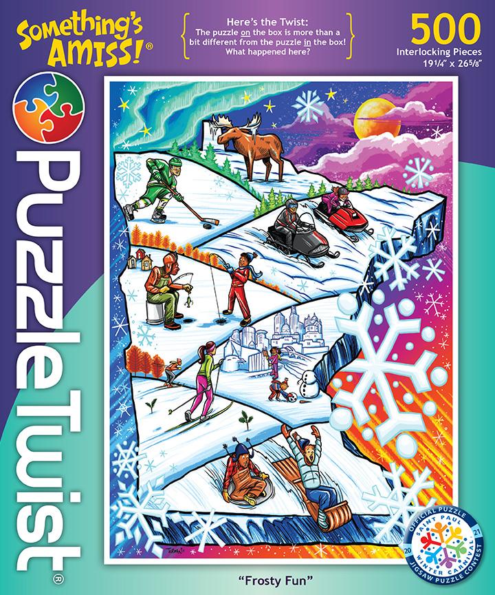 Frosty Fun 500 Piece Puzzle Twist Jigsaw Puzzle - Quick Ship - Puzzlicious.com