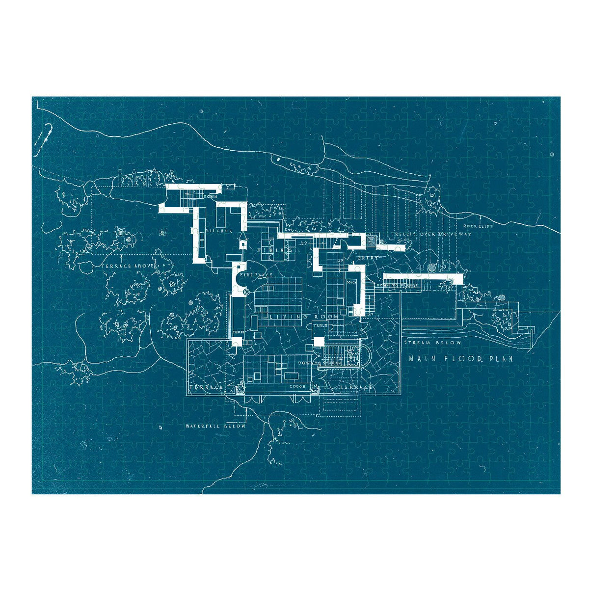 Frank Lloyd Wright Fallingwater 2-sided 500 Piece Puzzle - Quick Ship - Puzzlicious.com