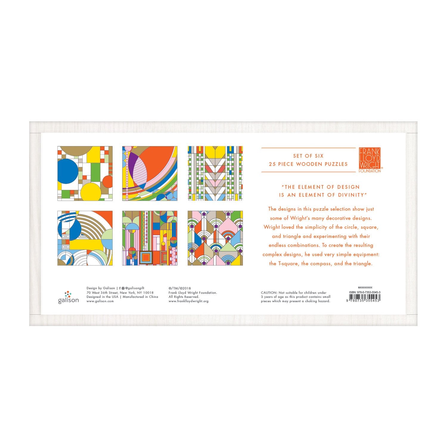 Frank Lloyd Wright Wooden Puzzle Set - Quick Ship - Puzzlicious.com