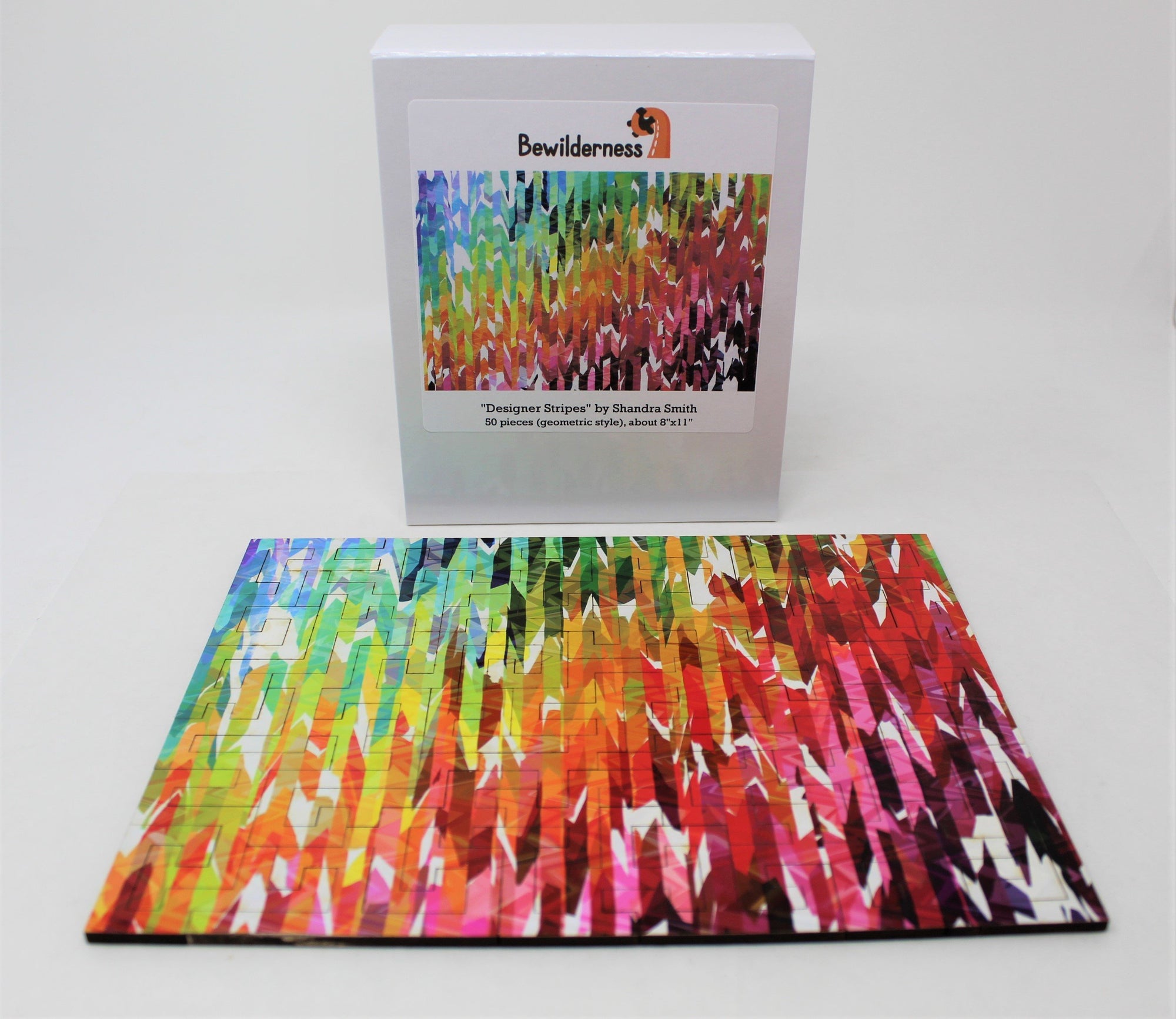 Geometric Style Wooden Puzzle - Designer Stripes 50 Piece Puzzle - Quick Ship - Puzzlicious.com