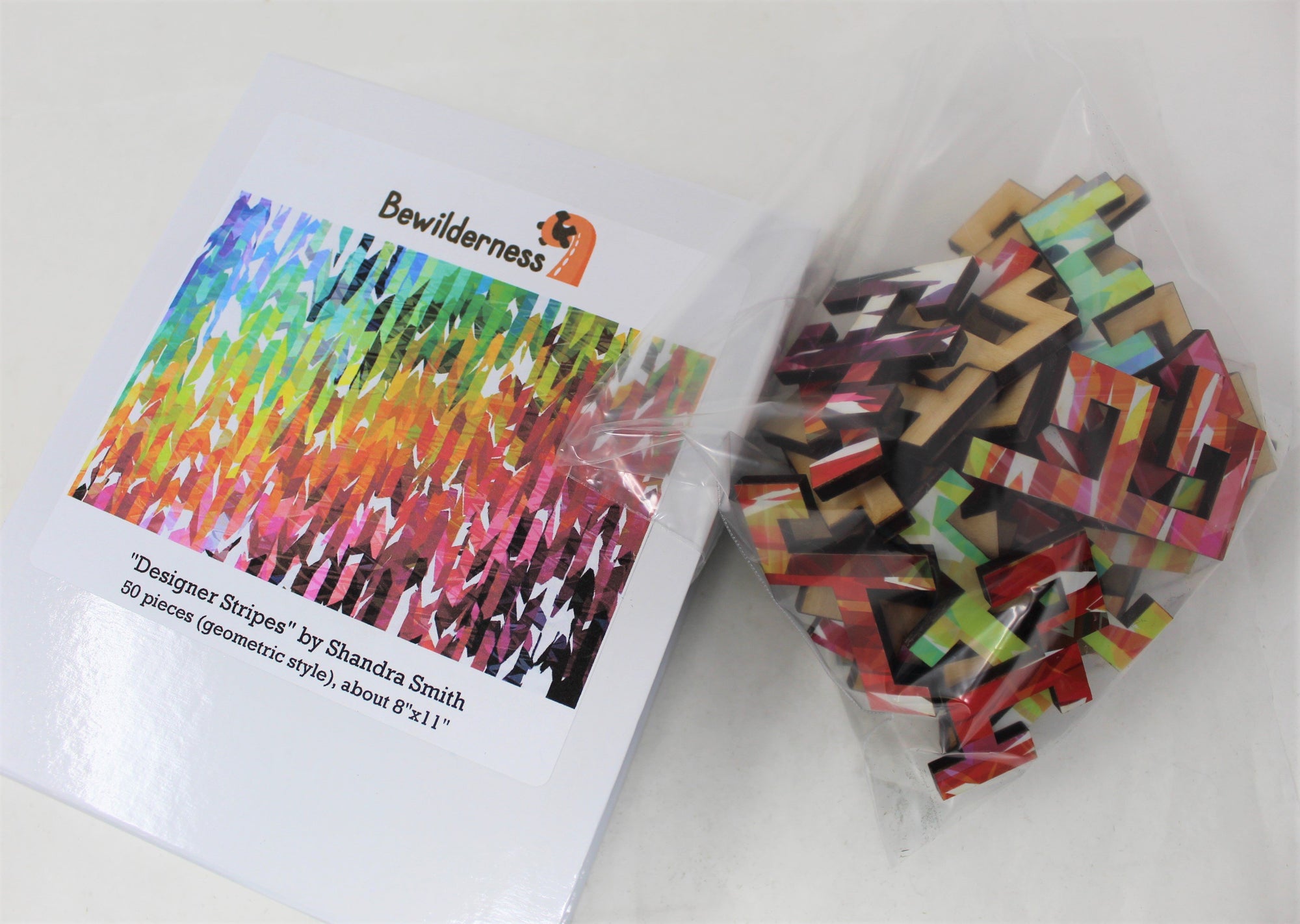 Geometric Style Wooden Puzzle - Designer Stripes 50 Piece Puzzle - Quick Ship - Puzzlicious.com