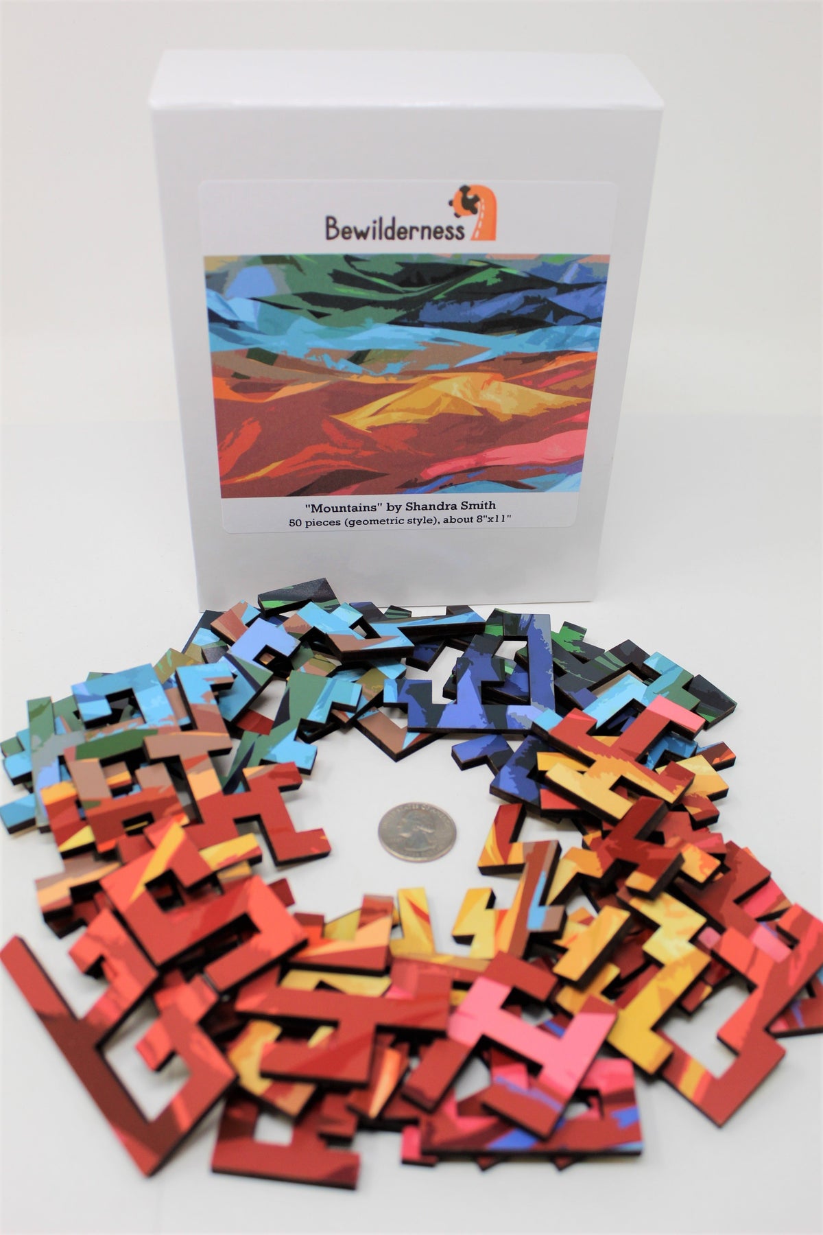 Geometric Style Wooden Puzzle - Mountains 50 Piece Puzzle - Quick Ship - Puzzlicious.com