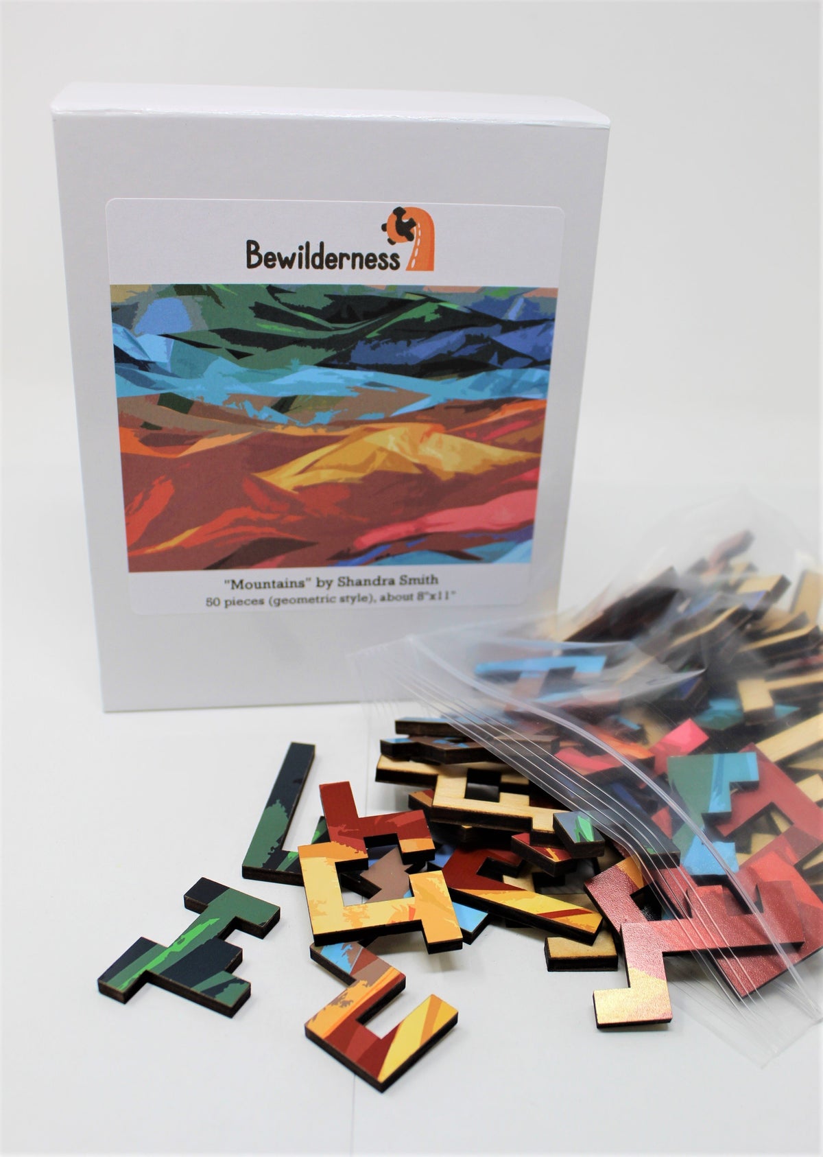 Geometric Style Wooden Puzzle - Mountains 50 Piece Puzzle - Quick Ship - Puzzlicious.com