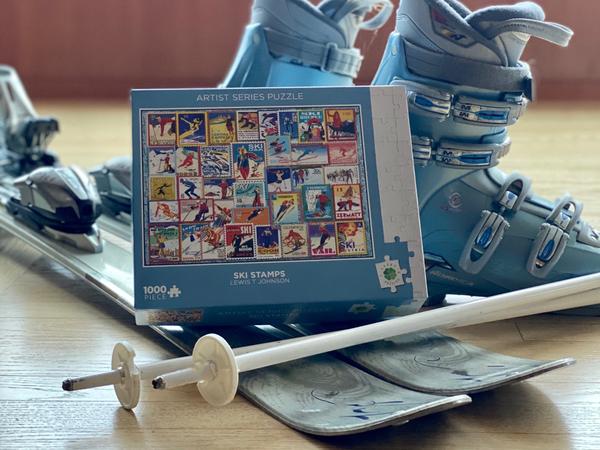 Ski Stamps 1000 Piece Puzzle - Quick Ship - Puzzlicious.com