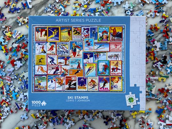 Ski Stamps 1000 Piece Puzzle - Quick Ship - Puzzlicious.com