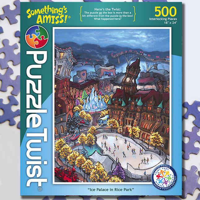 Ice Palace in Rice Park 500 Piece Puzzle Twist Jigsaw Puzzle - Puzzlicious.com