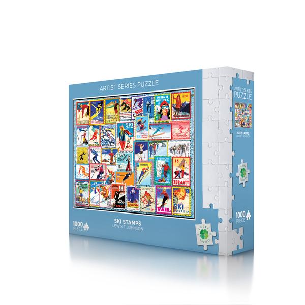 Ski Stamps 1000 Piece Puzzle - Quick Ship - Puzzlicious.com