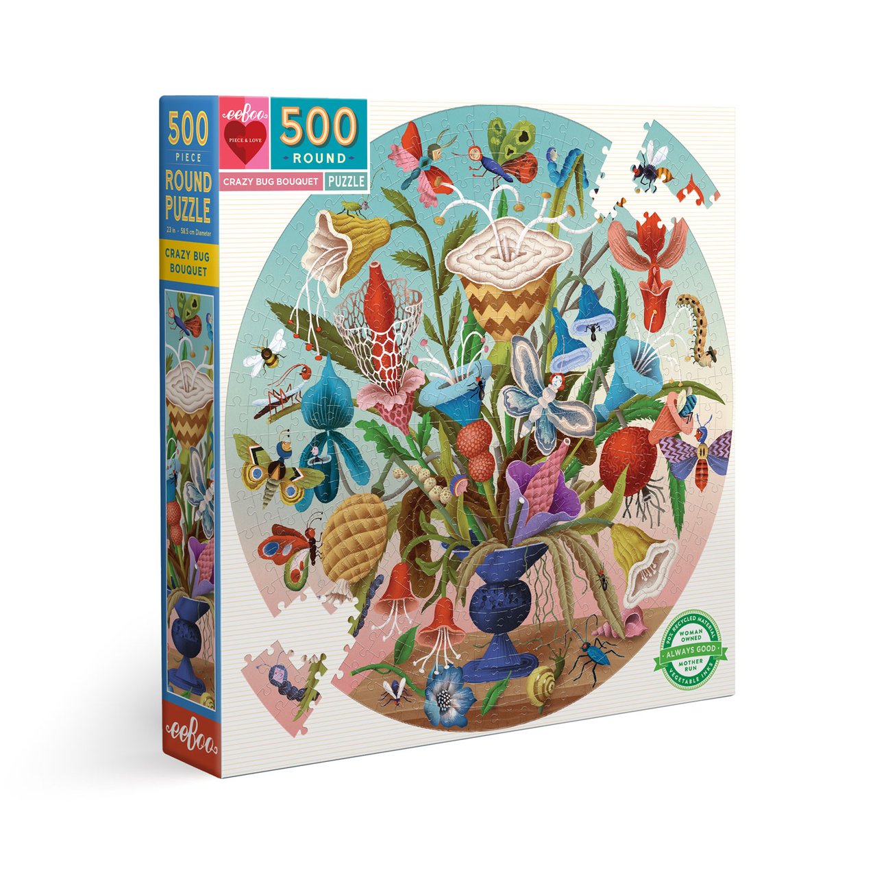 Crazy Bug Bouquet 500 Piece Round Puzzle - Quick Ship - Puzzlicious.com