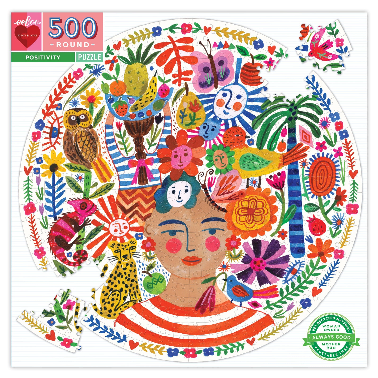 Positivity 500 Piece Round Puzzle - Quick Ship - Puzzlicious.com