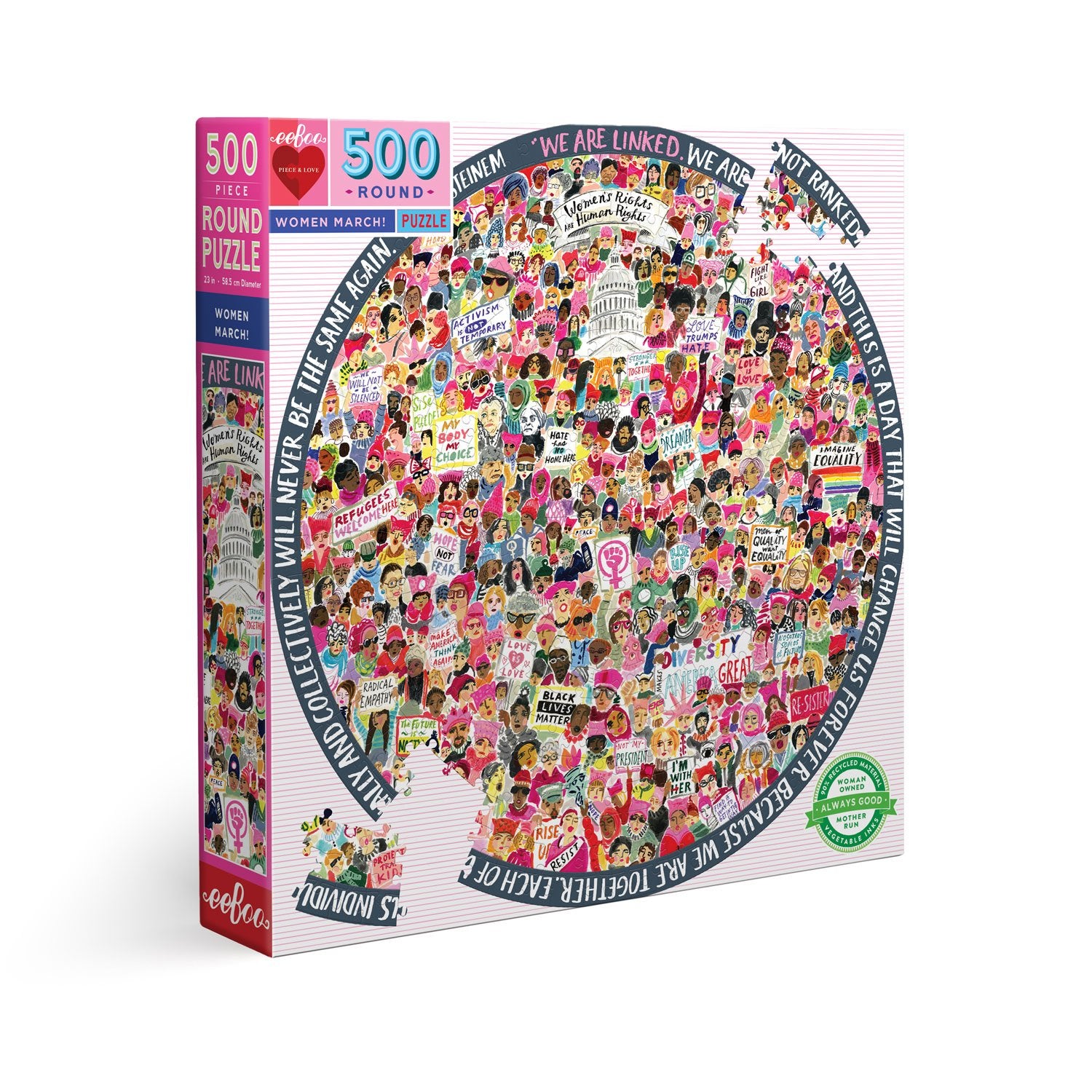 Women March 500 Piece Round Puzzle - Quick Ship - Puzzlicious.com