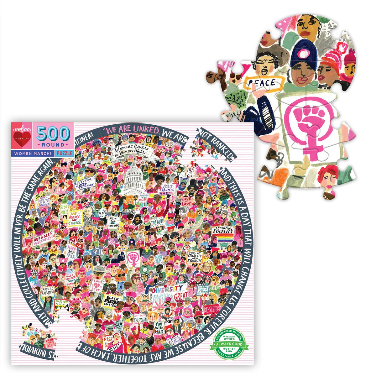 Women March 500 Piece Round Puzzle - Quick Ship - Puzzlicious.com