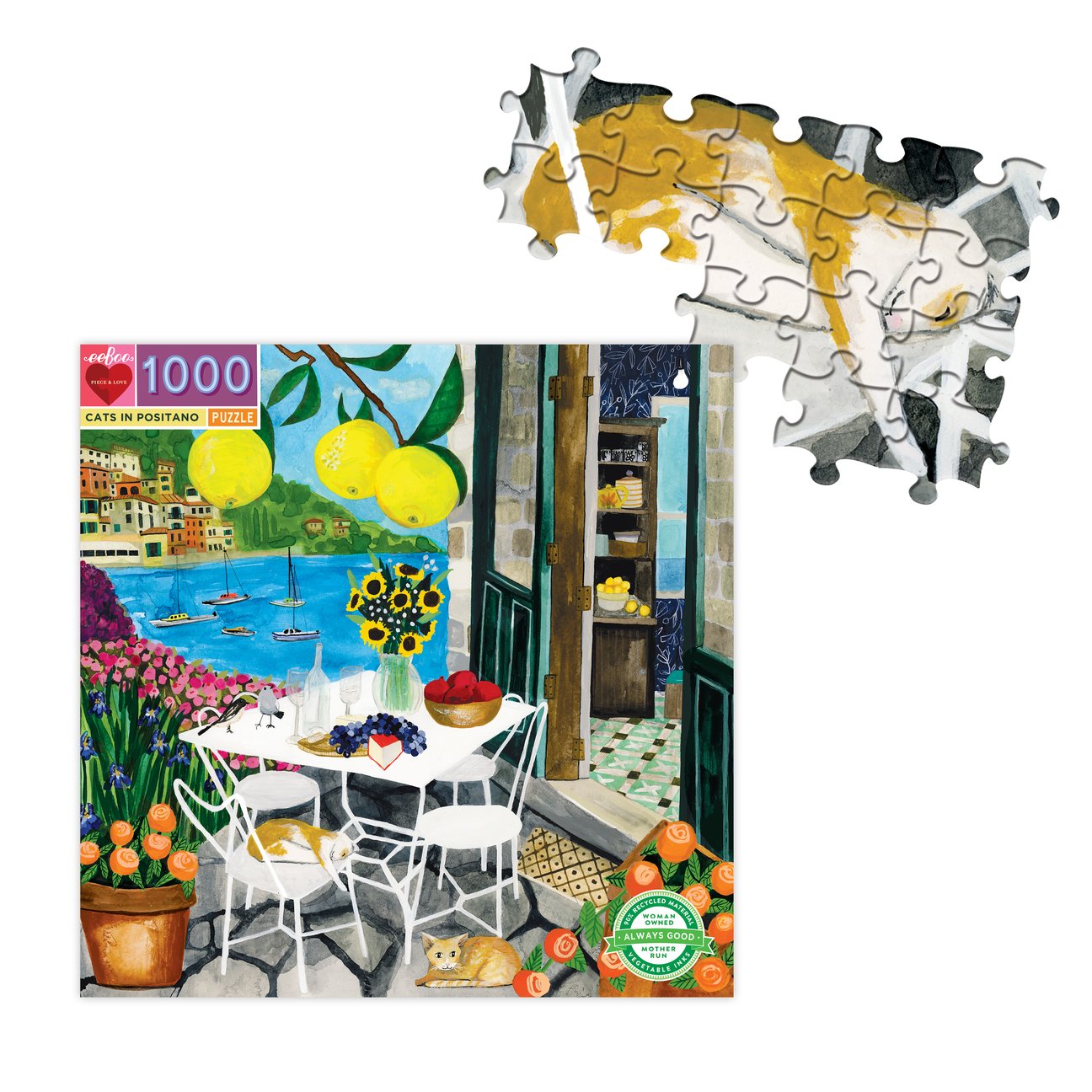Cats in Positano 1000 Piece Puzzle - Quick Ship - Puzzlicious.com